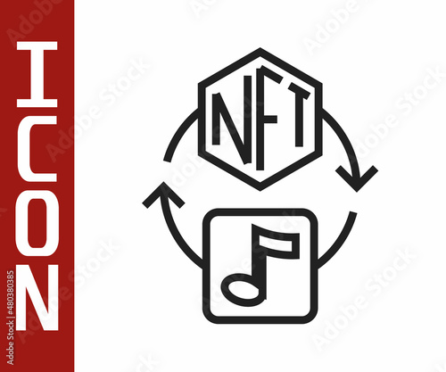 Black line NFT Digital crypto art icon isolated on white background. Non fungible token. Vector