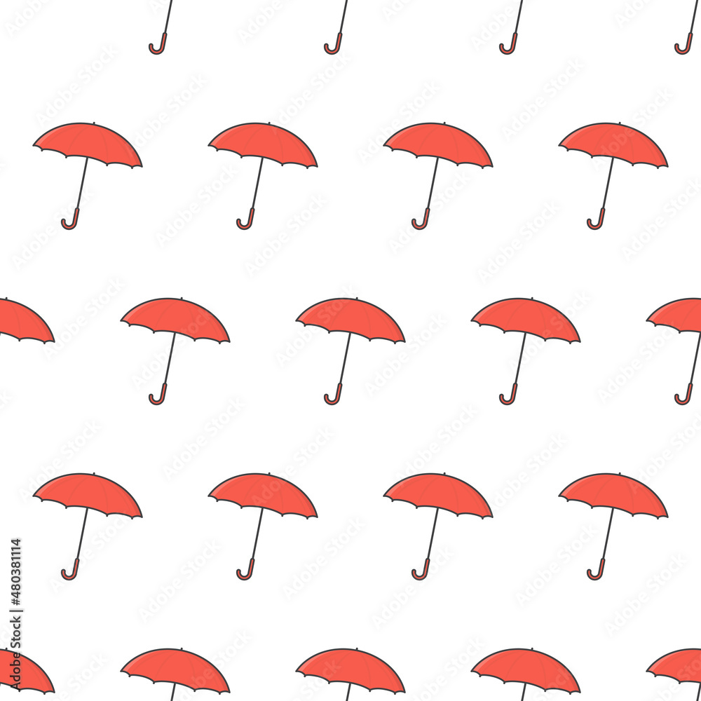 Umbrella Seamless Pattern On A White Background. Umbrella Theme Vector Illustration