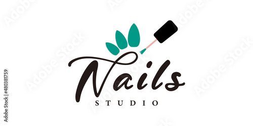 nail studio logo design with style and creative concept photo