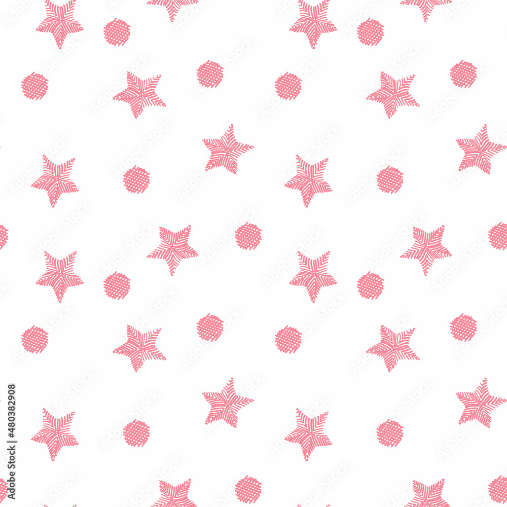 A seamless pattern of hand-drawn doodle-style elements. Illustration for tektile or wallpaper. Stars and peas. Vector image of geometric shapes on white background. A seamless pattern of hand-drawn doodle-style elements. Illustration for tektile or wallpaper. Stars and peas. Vector image of geometric shapes on white background.