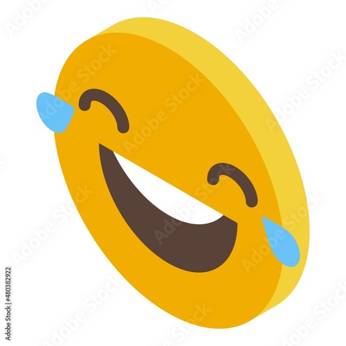 Laugh emoji icon isometric vector. Face smile