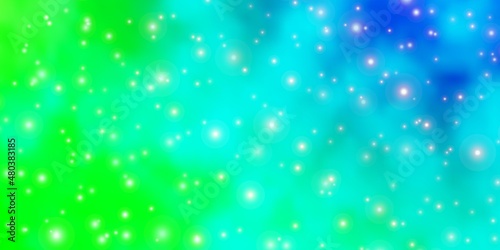 Light Blue, Green vector texture with beautiful stars.