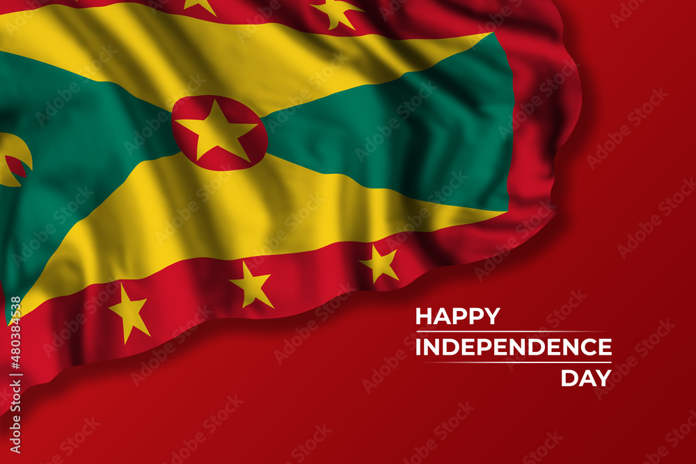 Naklejka premium Grenada independence day greetings card with flag