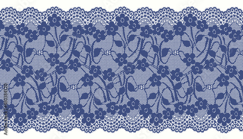 Blue Lace Trim Little Flower Embroidery Lace with Eyelet. 
