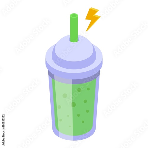 Green smoothie icon isometric vector. Shake detox