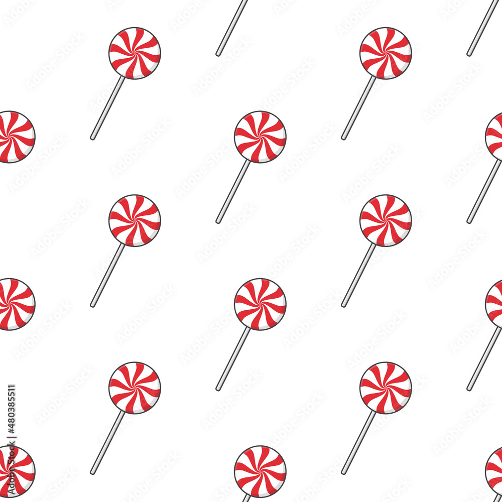 Twisted Or Swirling Lollipops Seamless Pattern On A White Background. Lollipop Candy Theme Vector Illustration Twisted Or Swirling Lollipops Seamless Pattern On A White Background. Lollipop Candy Theme Vector Illustration