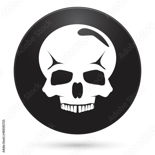 Fototapeta Naklejka Na Ścianę i Meble -  human skull icon, black circle button, vector illustration.