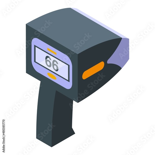 Speed radar camera icon isometric vector. Car traffic