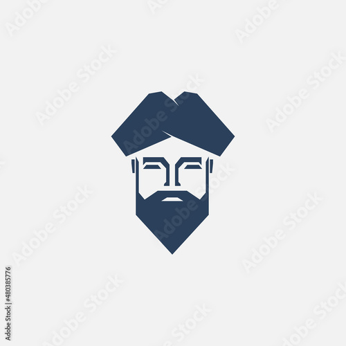 sultan  man  head  logo  vintage  illustration  icon  symbol  design