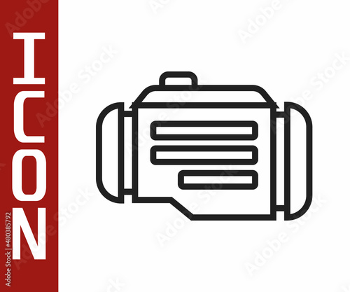 Black line Check engine icon isolated on white background. Vector