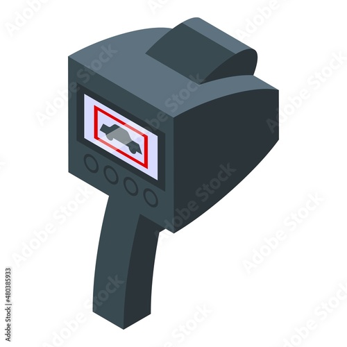 Speed radar gun icon isometric vector. Camera car