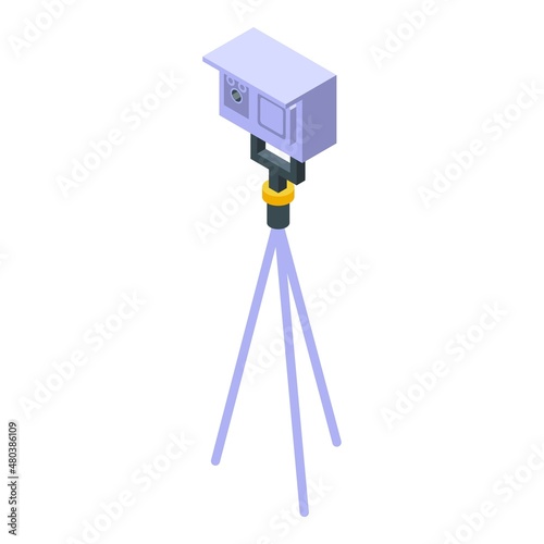 Control speed radar icon isometric vector. Traffic camera