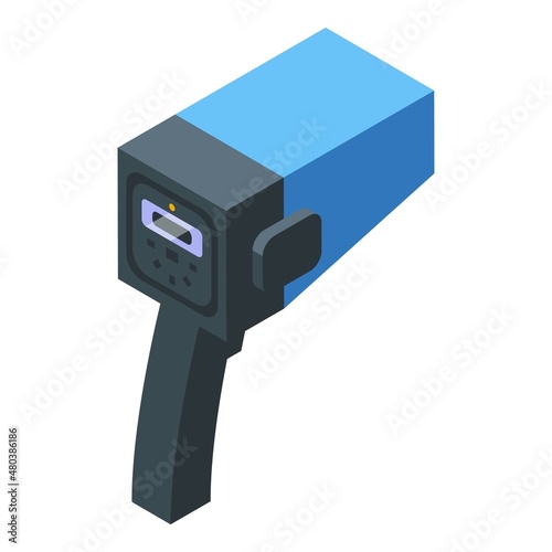 Distance speed radar icon isometric vector. Camera traffic
