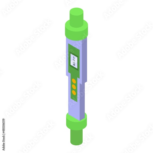 Ph meter control icon isometric vector. Water soil