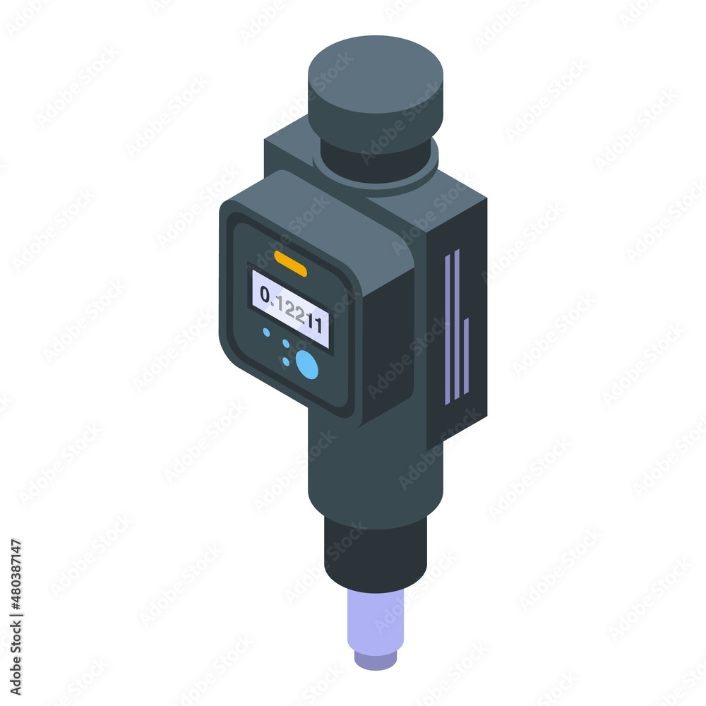 Digital micrometer icon isometric vector. Ruler equipment Digital micrometer icon isometric vector. Ruler equipment