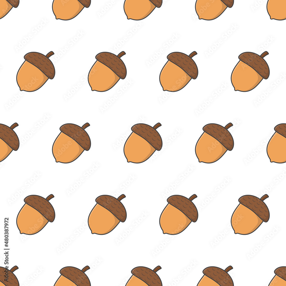 Acorn Seamless Pattern On A White Background. Autumn Acorn Theme Vector Illustration Acorn Seamless Pattern On A White Background. Autumn Acorn Theme Vector Illustration