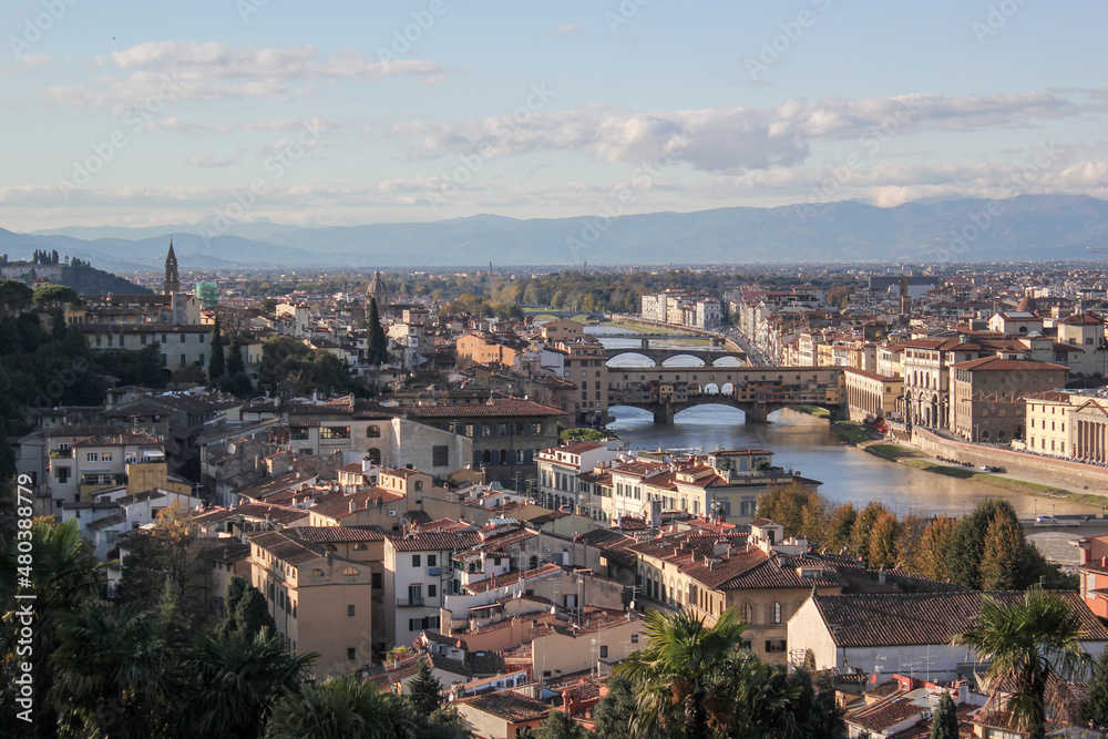 Arno river in Florence Old town, Italy 