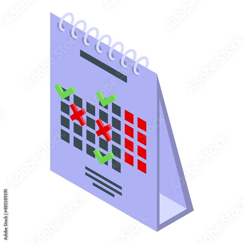 Event schedule calendar icon isometric vector. Planner time