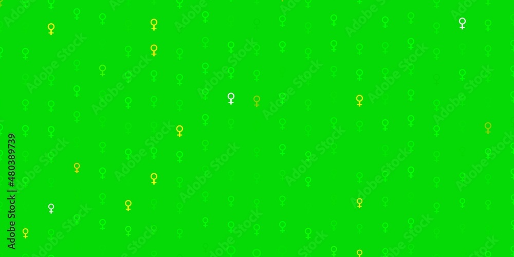 Light Green, Yellow vector texture with women rights symbols.