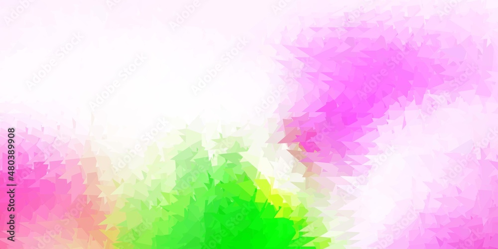 Light pink, green vector triangle mosaic backdrop.