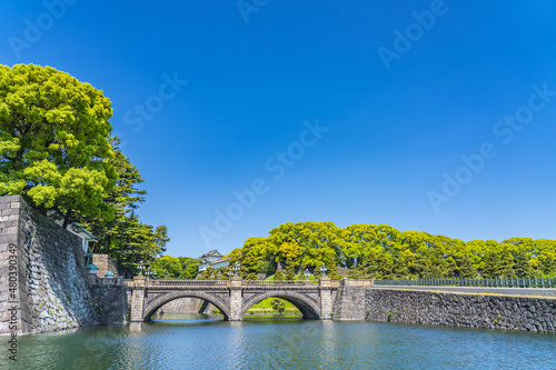 Fototapeta 東京の都市風景 皇居外苑 二重橋と伏見櫓