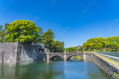 東京の都市風景 皇居外苑 二重橋と伏見櫓 photo