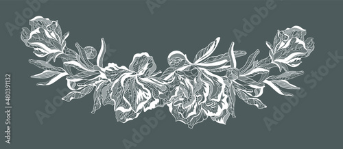 Lace pomegranate flowers. Vector illustration