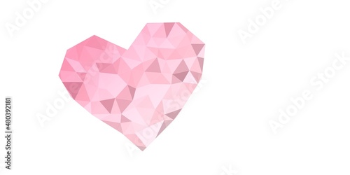 Wallpaper Mural Pink polygon heart shape isolated on white background for happy valentine's day design, wallpaper, invitation, posters, brochure, cards and banners. Torontodigital.ca