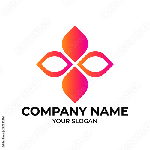 red gradient flowers logo design perfect for fashion or web logo