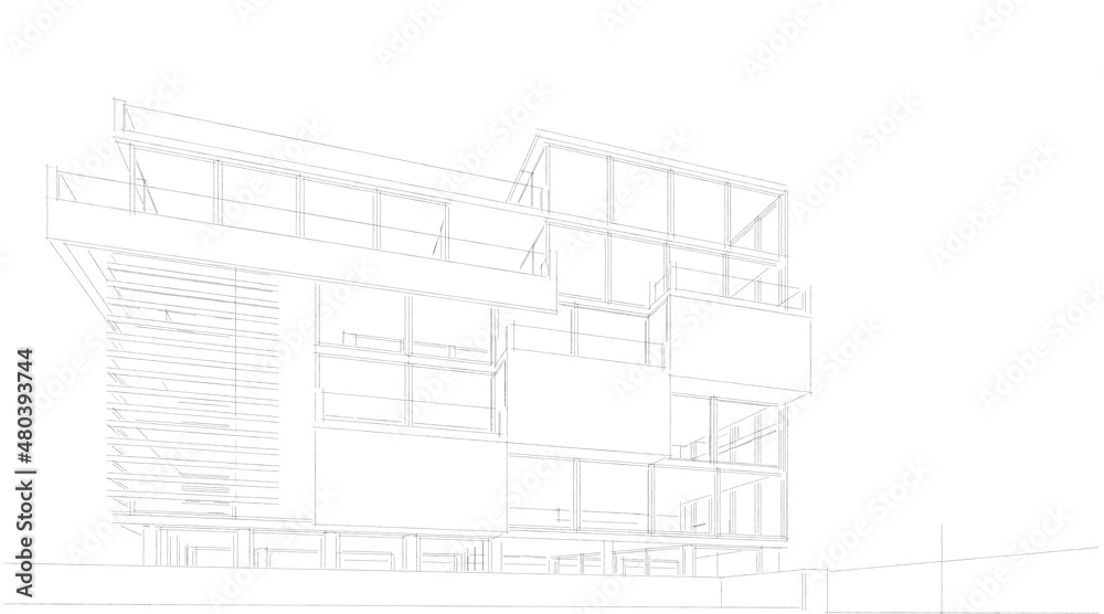 architectural sketch of a building 3d drawing architectural sketch of a building 3d drawing