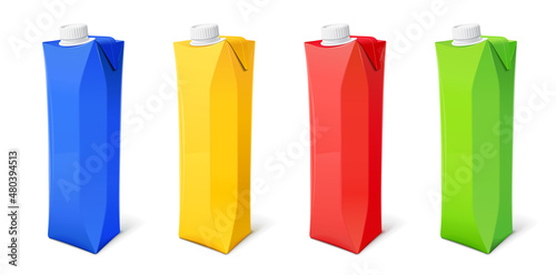 Paper eco packing for juice and drink, Isolated on white background. Eps10 vector illustration.