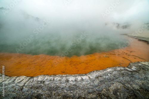 Champagne Pool, hot thermal spring, Rotorua, New Zealand photo