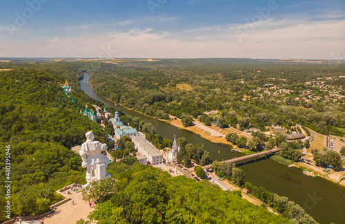 Holy Dormition Holy Lavra. Bird's-eye view, photographed on a drone, Ukraine. photo