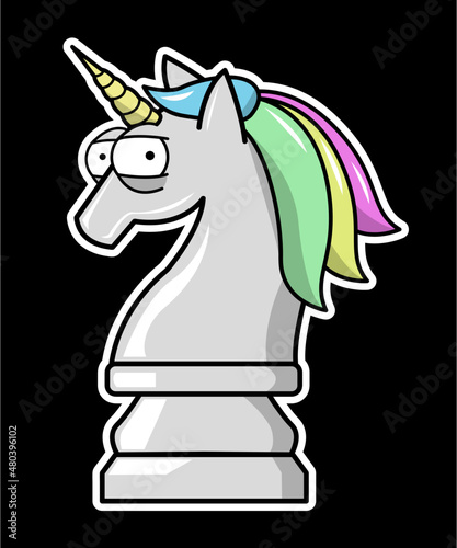 unicorn chess knight pastel hair colors