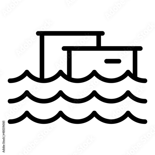 City flood icon outline vector. Sea level