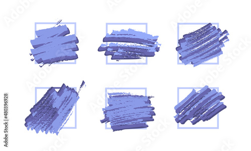 Abstract spot frame set in very peri color. Minimalist purple palette background