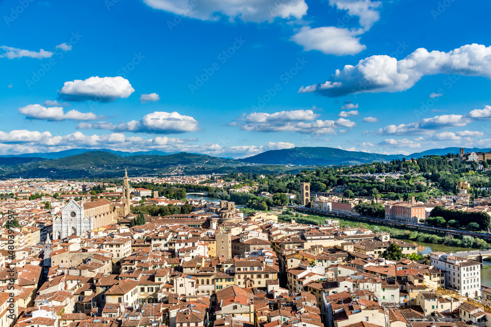 Fototapeta premium Panoramic view of Florence on a beautiful day, Tuscany, Italy