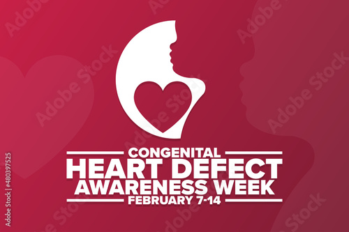 Congenital Heart Defect Awareness Week. February 7-14. Holiday concept. Template for background, banner, card, poster with text inscription. Vector EPS10 illustration. photo
