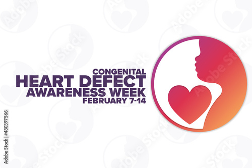 Congenital Heart Defect Awareness Week. February 7-14. Holiday concept. Template for background, banner, card, poster with text inscription. Vector EPS10 illustration.