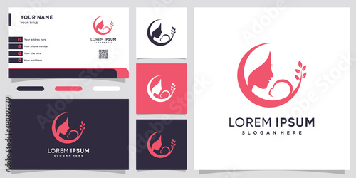 mom and baby logo design with style and creative concept