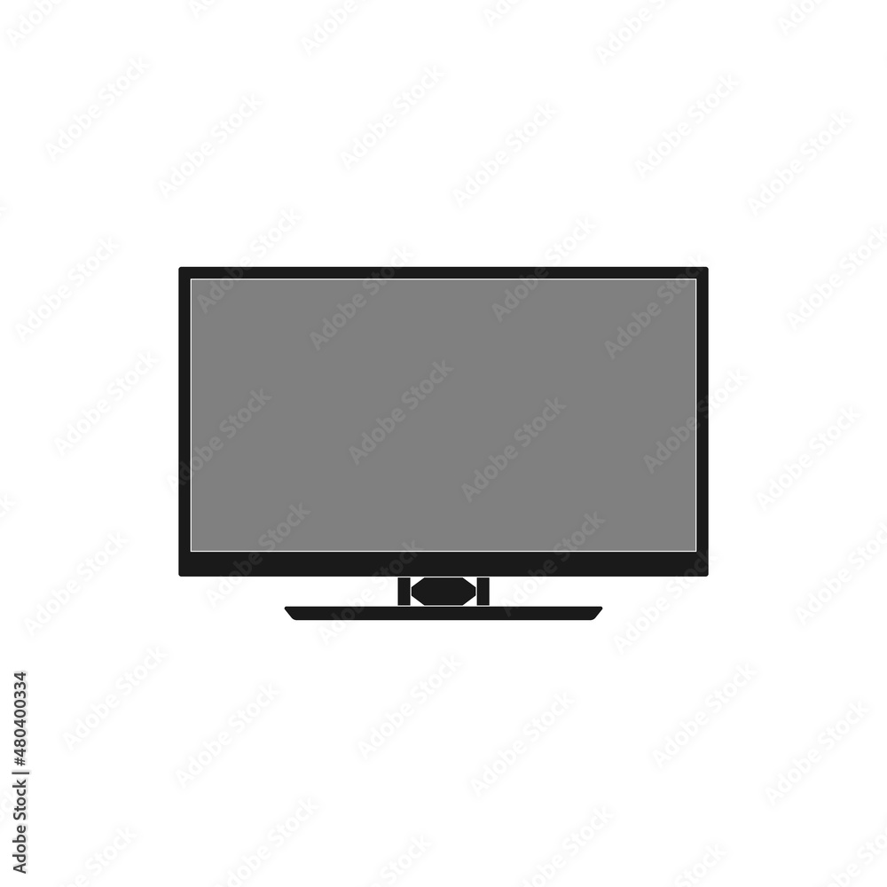 The icon of a modern TV is black on a white background.