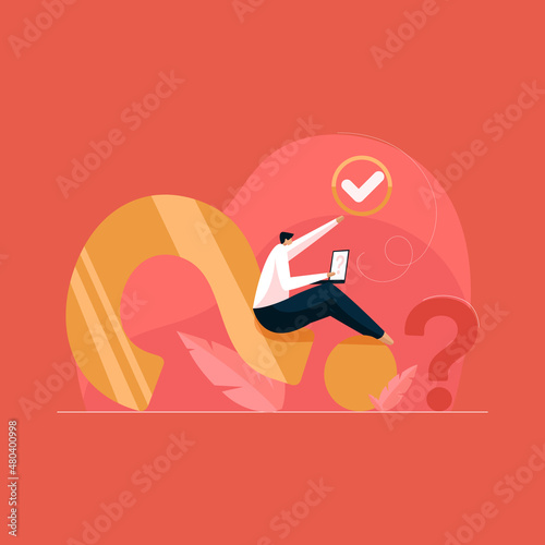 Business person Solving Problems, Confused Worker finds idea Solution