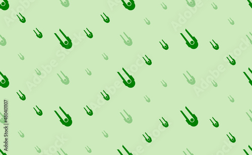 Seamless pattern of large and small green solo bobsleigh symbols. The elements are arranged in a wavy. Vector illustration on light green background