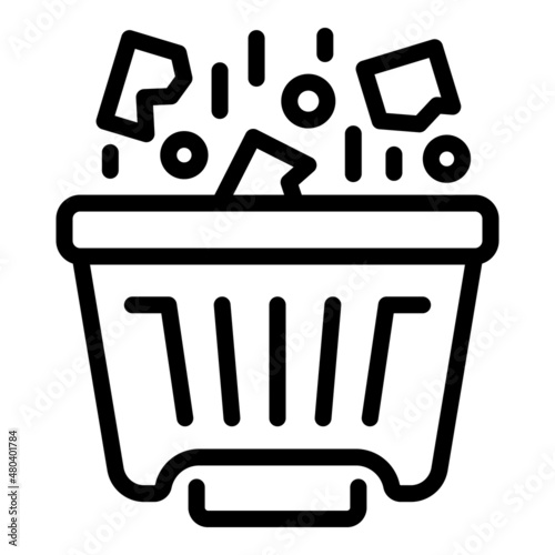 Paper sack bag icon outline vector. Trash bin