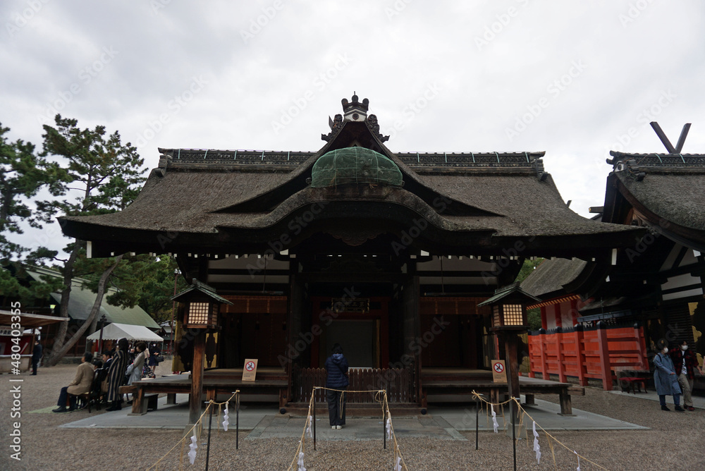 Third Hongu shrine at Sumiyoshi Taisha shrine, Sumiyoshi Ward, Osaka City, Osaka Prefecture, Japan Third Hongu shrine at Sumiyoshi Taisha shrine, Sumiyoshi Ward, Osaka City, Osaka Prefecture, Japan