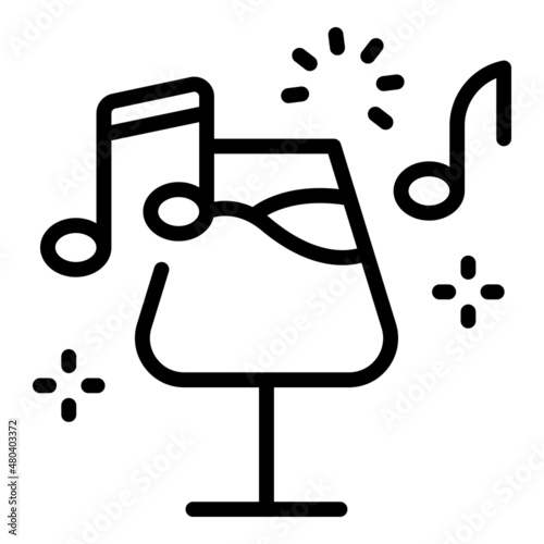 Music wine glass icon outline vector. Drink sommelier