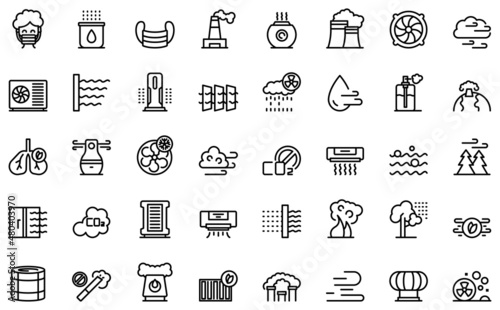 Clean air icons set outline vector. Dust air