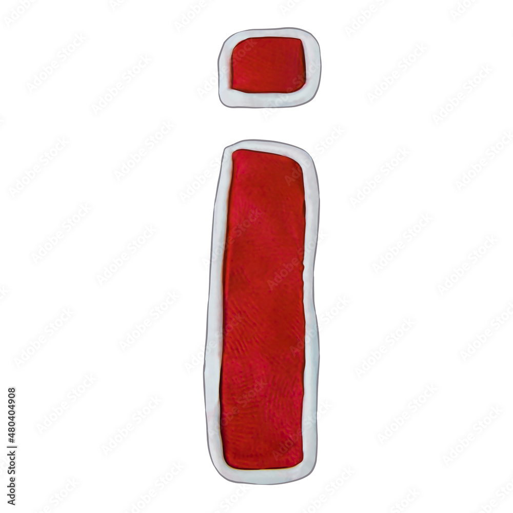 plasticine illustration, red letter i isolated on a white background plasticine illustration, red letter i isolated on a white background