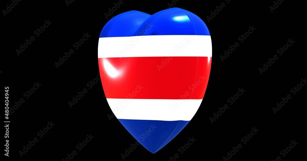 Flag of Costa Rica on turning Heart 3D Loop Animation with Alpha Channel 4K UHD 60FPS Flag of Costa Rica on turning Heart 3D Loop Animation with Alpha Channel 4K UHD 60FPS