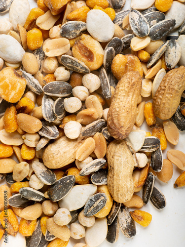 Mixture of dried fruits on white background
